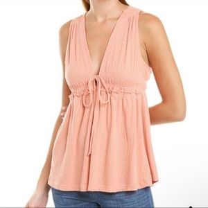 EUC Free People Beach Bound Plunging Neckline Blouse